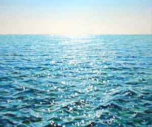 Glowing Ocean Waves.Original Modern Hand Painting