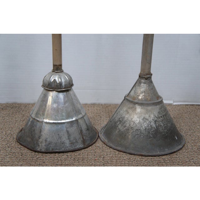 Early 20th Century Primitive Antique Metal Washer Plunger Dolly Laundry Wash Tub Agitator- Set of 2 For Sale - Image 9 of 12