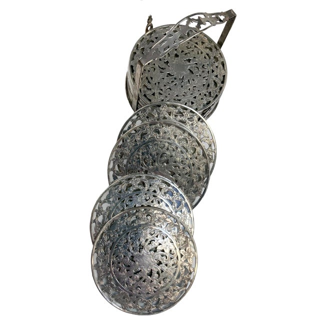 Silver 1900s Victorian Sterling Silver Coaster Set/12 For Sale - Image 8 of 11