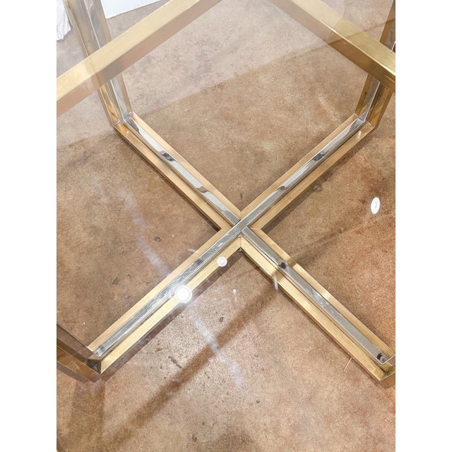 Italian Modern Octagonal Center Table of Chrome and Brass With Glass Top For Sale - Image 9 of 9