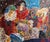 Roy Fairchild Woodard's Bal Masque, an embellished figurative artwork with a richly colored masked-ball scene and ornate...