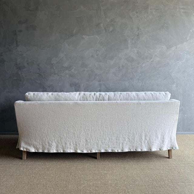 Stone Rudin Slip Covered Stone Washed Linen Sofa With Down Cushions For Sale - Image 7 of 8