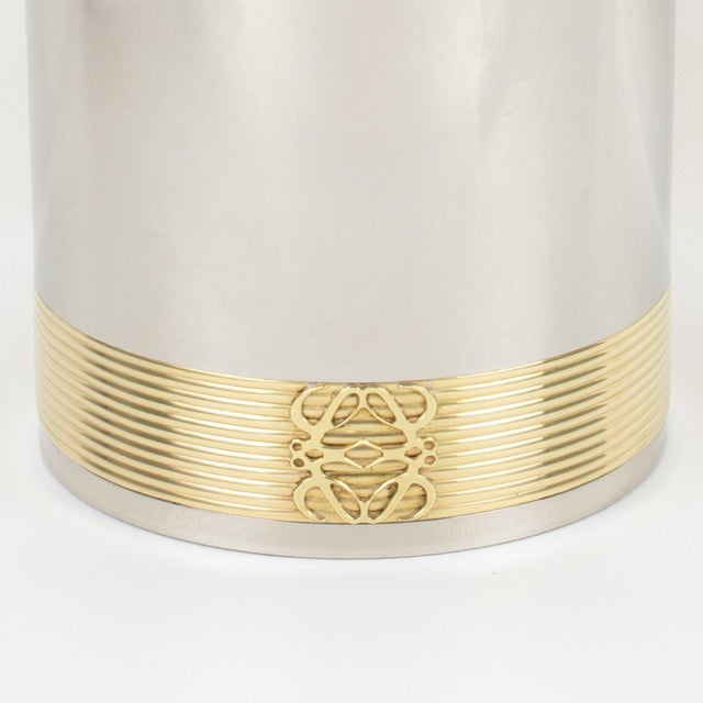 1980s Loewe Spain Silvered and Gilded Barware Ice Bucket For Sale - Image 4 of 9