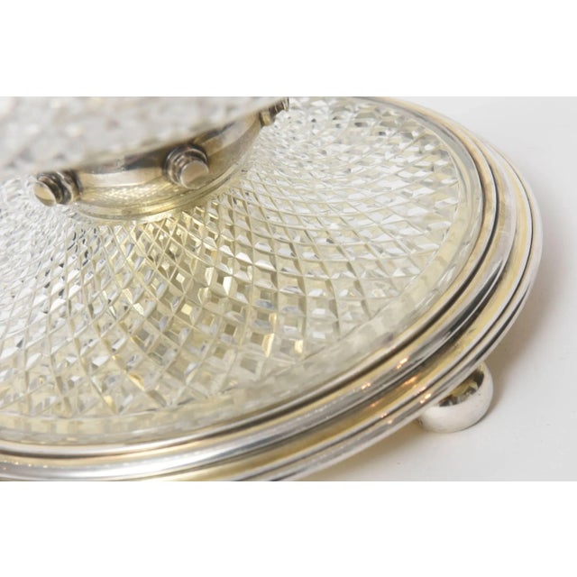 Early 20th Century Large Art Deco Silver Plate Cut Glass Bowl / Compote Centerpiece For Sale - Image 5 of 11