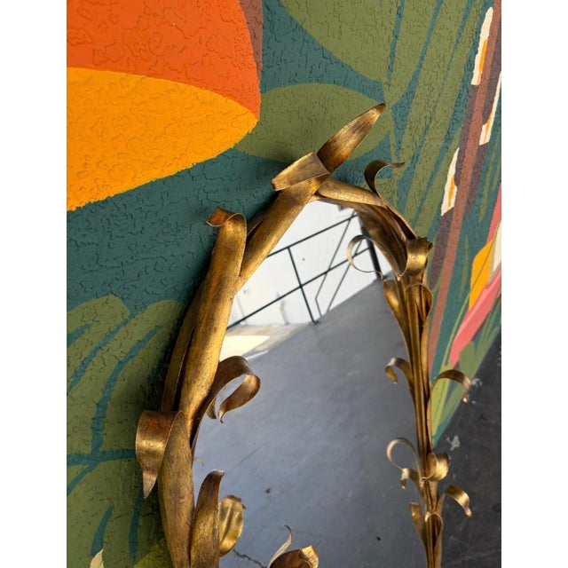 Metal Italian LaBarge Floral Gilt Hall Mirror For Sale - Image 7 of 11