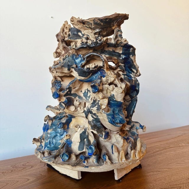 Abstract Ceramic Glazed Sculptural Lamp For Sale - Image 10 of 11
