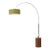 Tambo 92"h 1-Light Arc Lamp, Avocado Linen Shade, Dark Walnut Base, Satin Nickel, Dimmable, for Living Room or Bedroom For Sale