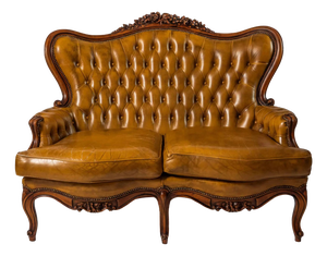 Louis XV Style Leather Sofa