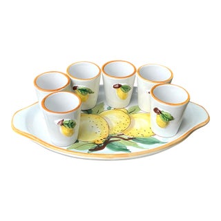 Vintage Italian Glazed Ceramic Limoncello Set For Sale