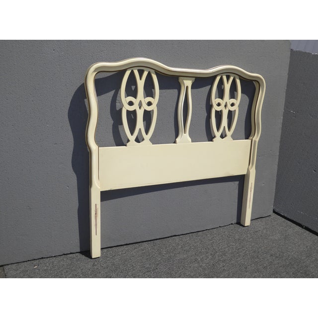 Vintage French Provincial Country Off White Twin Headboard & Footboard