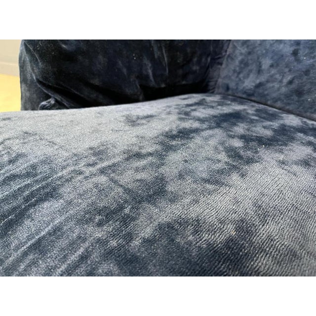 Blue Velvet Karate Lounge Chair by Michel Cadestin, France, 1970s For Sale - Image 10 of 11