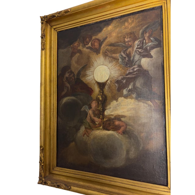 Gold Baroque Artist, Study for Triumph of the Name of Jesus, 17th Century, Oil on Canvas, Framed For Sale - Image 8 of 12