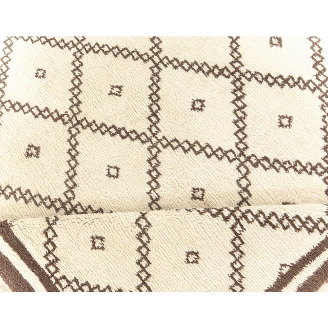 Modern Moroccan Diamond Hand-Knotted Wool Rug Size: 7'4" × 9'7" (223 × 292 cm). This stunning Modern Moroccan hand-knotted...
