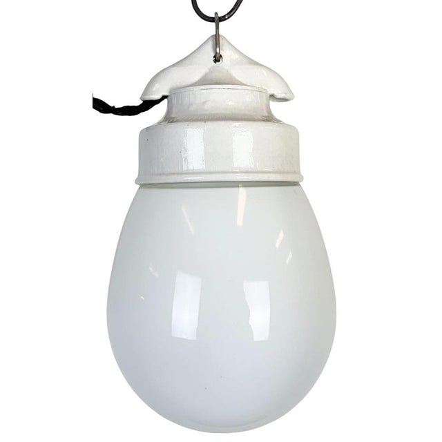 Vintage White Porcelain Pendant Light, 1970s For Sale - Image 15 of 15