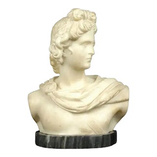 19th Century Italian Grand Tour Carved Marble Bust of Apollo For Sale
