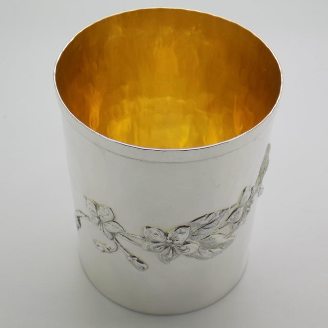 Italian Vintage Italian Handmade Genuine Silver Gilded Beaker Florentine Elegant Cup, Made in Tuscany (Florence, Firenze, Italy) For Sale - Image 3 of 15