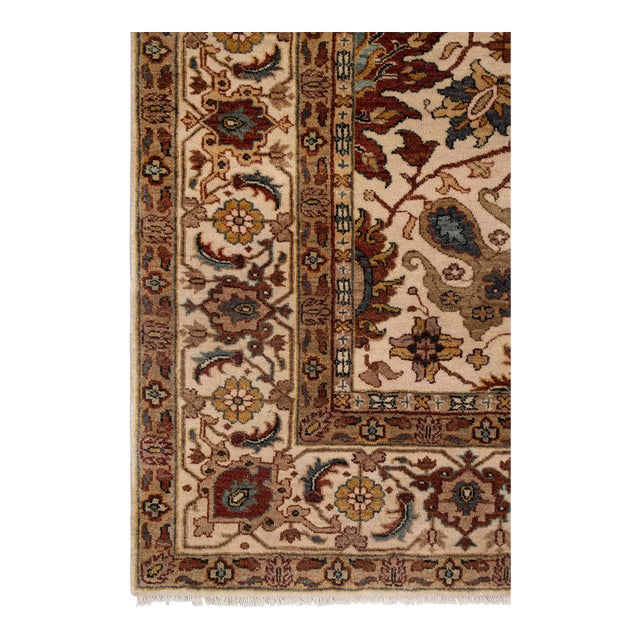 Ivory Cream Persian Tabriz Soft Hand Knotted Wool Rug 5x7Ft. For Sale