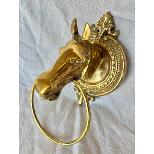 Mid 20th Century Brass Horse Head Equestrian Towel Holder Ring For Sale - Image 12 of 12