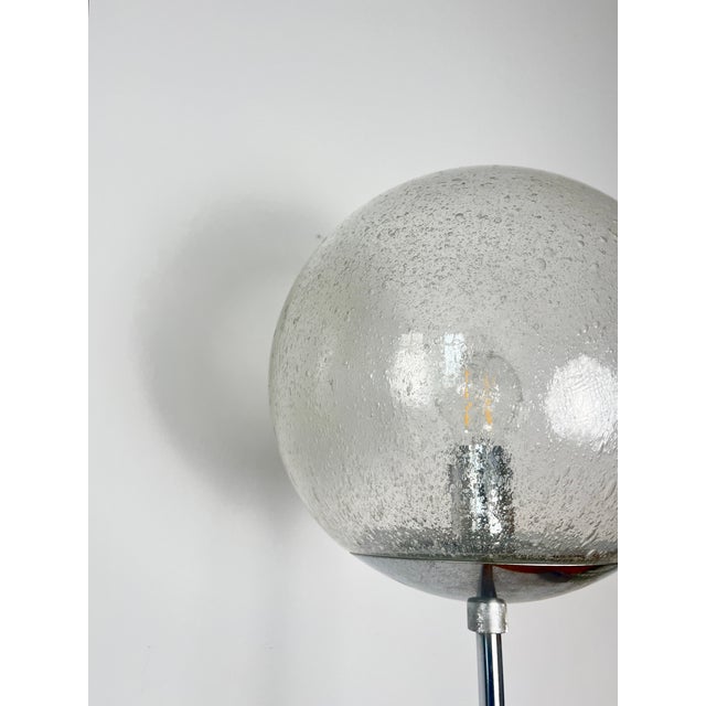 Mid-Century Modern Vintage German Space Age Chrome Floor Lamp with Textured Glass Globe from Hustadt Leuchten, 1970s For Sale - Image 3 of 12