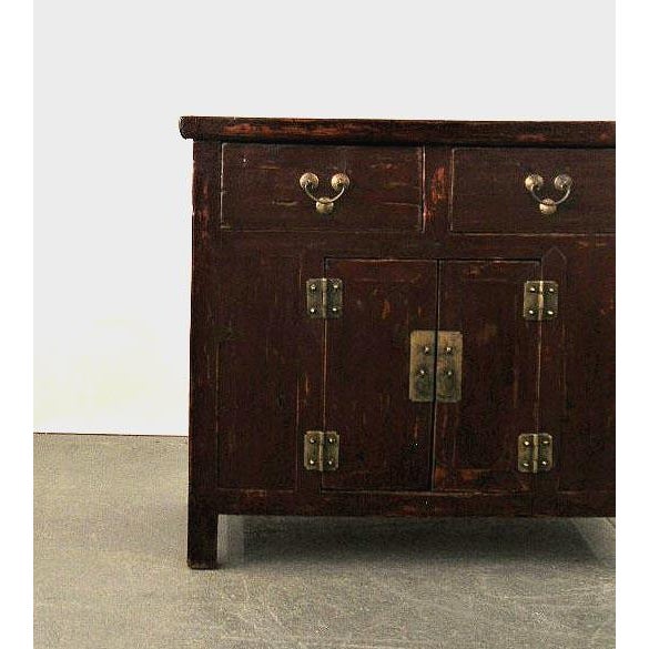 Chinese 19th Century Antique Chinese Northern Country-Style Lacquered Cabinet For Sale - Image 3 of 8