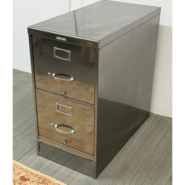 Industrial Steelcase Two-Drawer File Cabinet For Sale - Image 3 of 12
