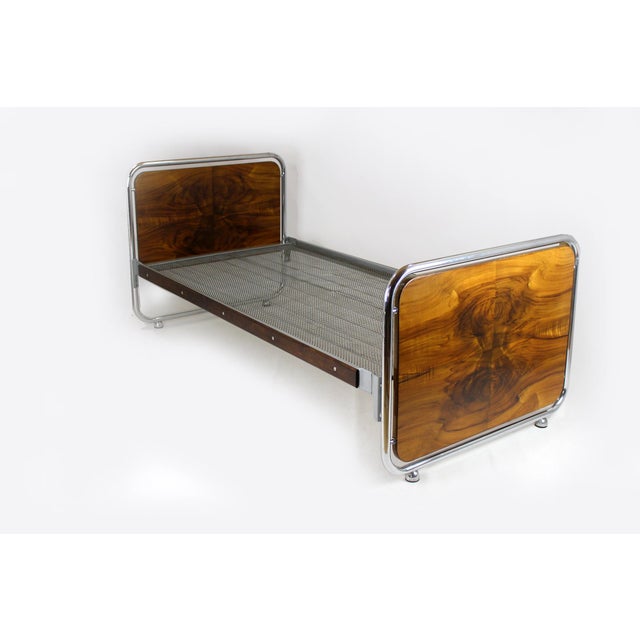 These Bauhaus-style beds were produced in the 1940s in Czechoslovakia. Mattress base dimensions: 185x85cm Original, very...