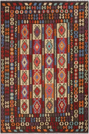 1990s Bohemian Kilim Hand-Woven Wool Rug - 8′5″ × 9′11″