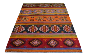 Vintage Turkish Kilim Hand Woven Braided Rug