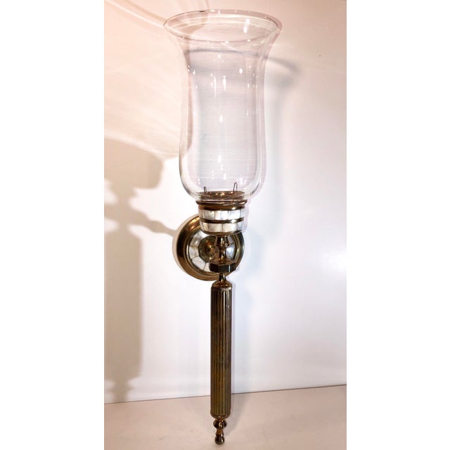 Vintage Solid Brass Wall Sconce With Inlaid Mother Of Pearl And