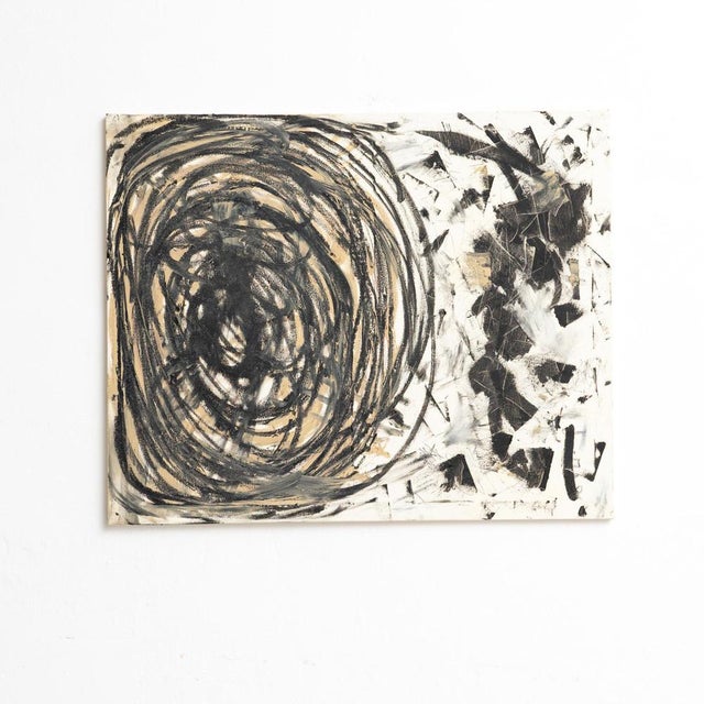 This striking contemporary abstract artwork by Sandro, created circa 2015, showcases a dynamic fusion of mixed media on...