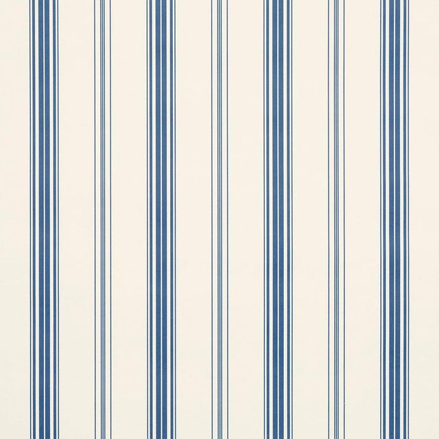 Schumacher Coco Stripe Wallcovering In Indigo For Sale In New York - Image 6 of 6