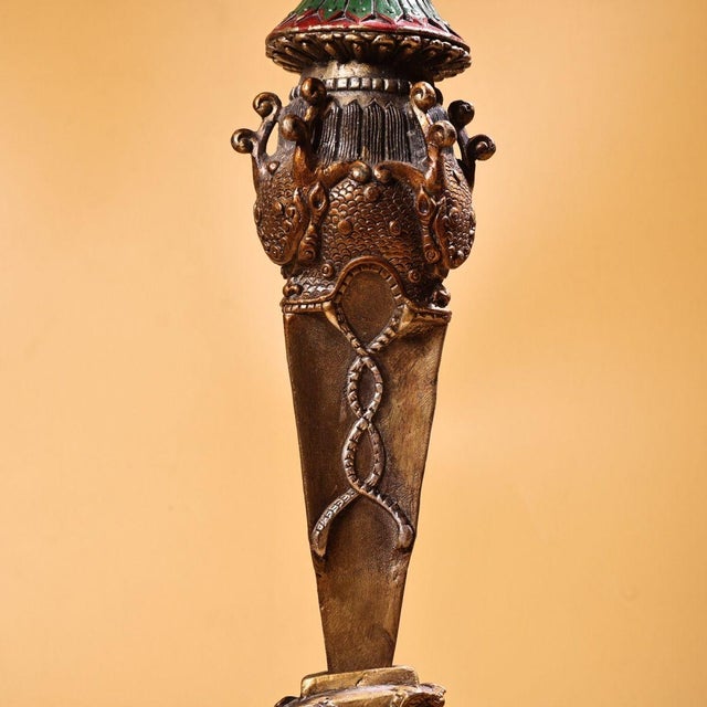 Late 19th Century Gilt Copper Phurba Ritual Dagger With Stand For Sale In Los Angeles - Image 6 of 10