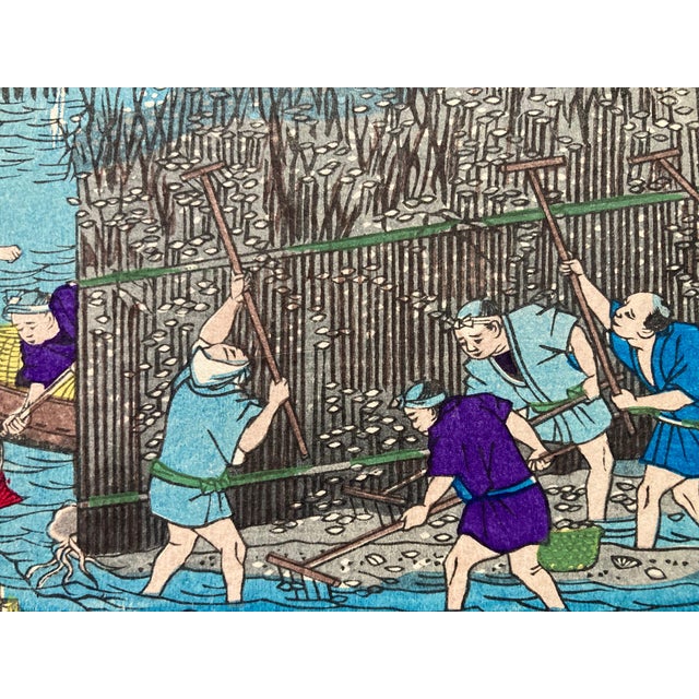Hiroshige III, Oyster Farming in Hiroshima, 1877, Paper For Sale - Image 9 of 13
