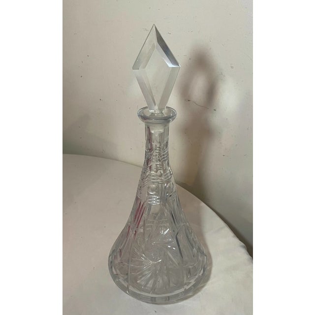Huge Vintage American Brilliant Cut Clear Crystal Liquor Wine Decanter Glass For Sale - Image 10 of 10