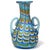 Victorian Antique Fratelli Toso Murano Fenicio Pulled Feather Technique Blue Orange White Italian Art Glass Cabinet Vase For Sale - Image 3 of 6