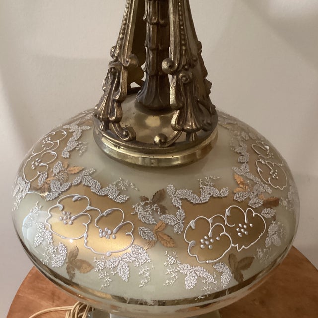 1940s Art Deco Bronze & Brass Table Lamp Gold Hand Painted Tone For Sale - Image 4 of 12