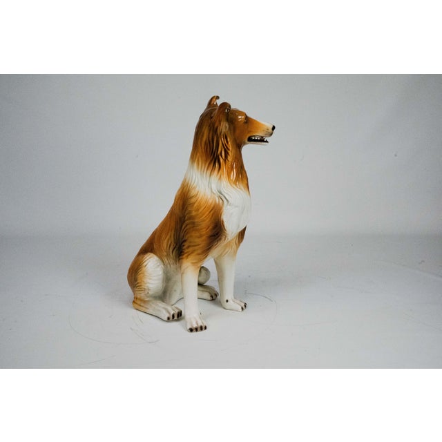 Large Italian Ceramic Sitting Collie Dog Sculpture, 1970s For Sale - Image 4 of 9