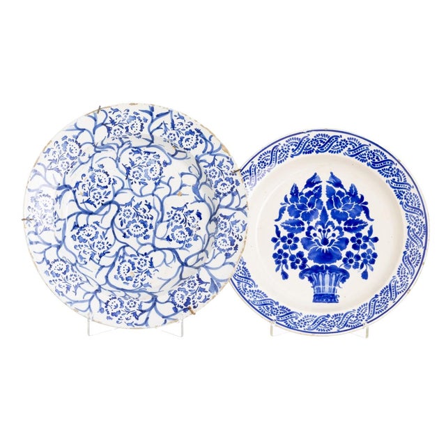 Blue Earthenware Plates, 19th Century, Set of 2 For Sale - Image 8 of 8