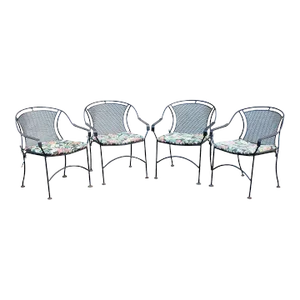 Vintage Set of Four Wrought Iron Patio Dining Chairs