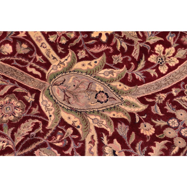 Shabby Chic Art Nouveau Floral 1990's Pak-Persian Red/Green Wool Rug - 9'0'' X 12'3'' For Sale - Image 3 of 9