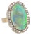 18k White Gold Australian Opal & Diamond Statement Cocktail Ring Vintage For Sale
