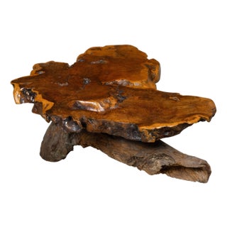 Live Edge Redwood America Coffee Table with Rustic Character, Vintage For Sale