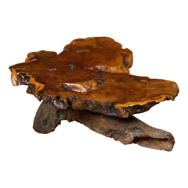 Live Edge Redwood America Coffee Table with Rustic Character, Vintage For Sale