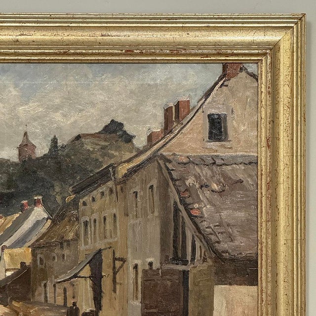 19th Century Framed Oil Painting on Canvas by Henri Orban (1836-1904) 'Esneux' For Sale - Image 9 of 18