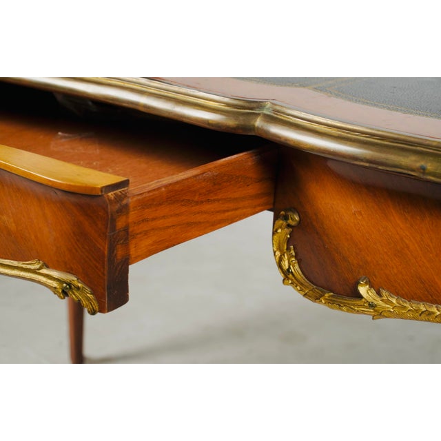 Pair of Mid 20th Century Louis XV Style Black Leather-Top Writing Desks With Figural Gilt Mounts For Sale - Image 15 of 17