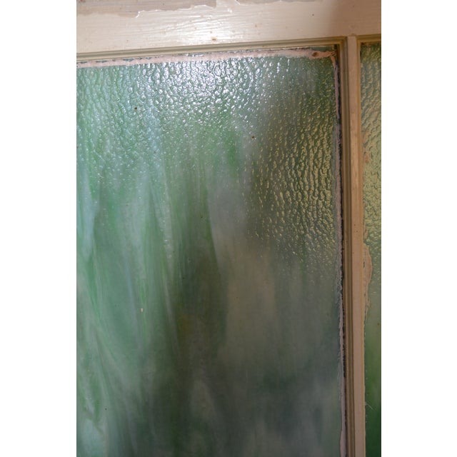 Vintage Large Green Blue & White Slag Glass 6 Pane Window Panel From Va Church For Sale - Image 18 of 18