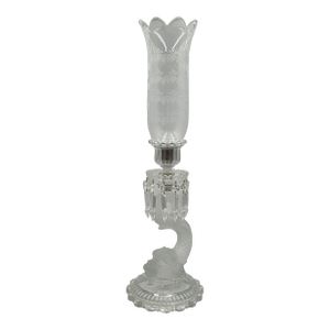 Rare Antique C 1920's Exquisite Baccarat France Dolphin Form Candlestick Signed. 24 Inch High.