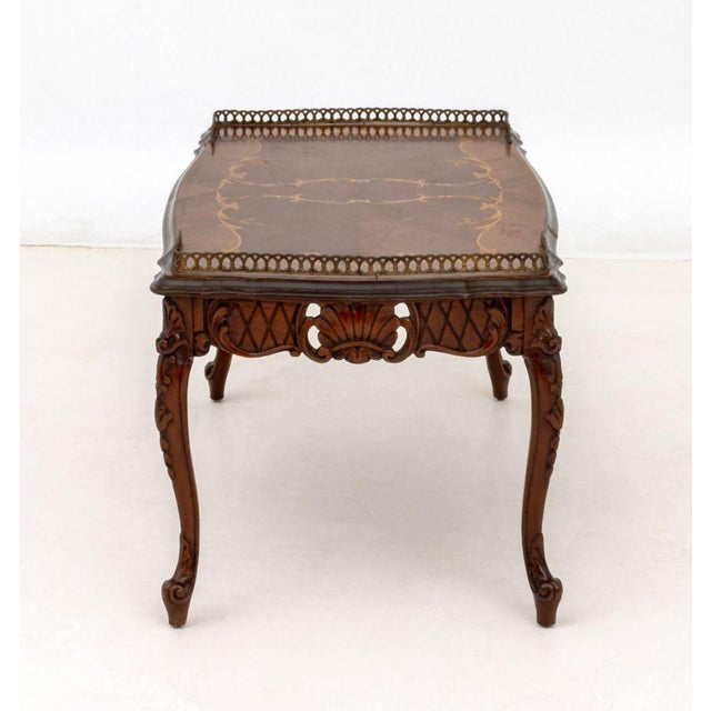 Wood Louis XV Style Walnut and Satinwood Coffee Table For Sale - Image 7 of 8