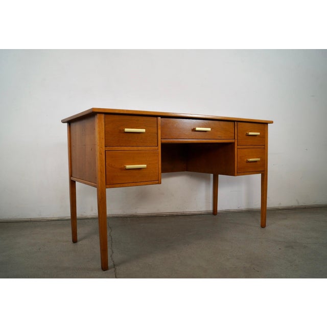 1950s 1950’s Mid-Century Modern Walnut 5-Drawer Desk For Sale - Image 5 of 12