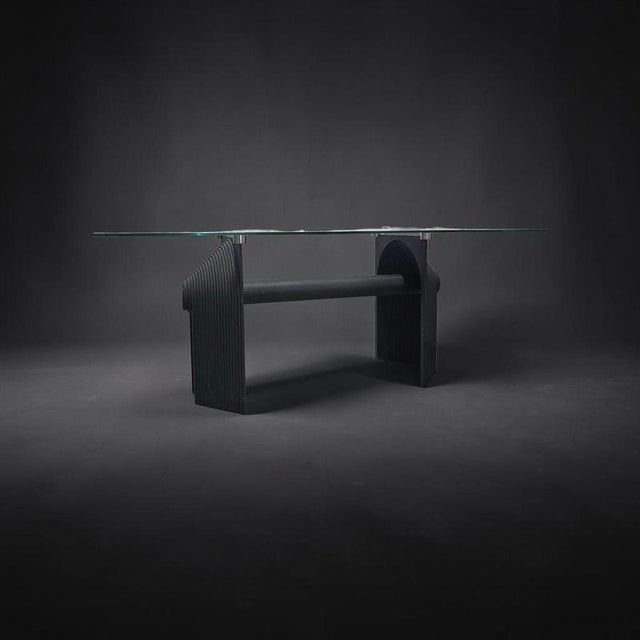 Postmodern Black Cast Iron Dining Table with Glass Top, 1980s For Sale - Image 11 of 15